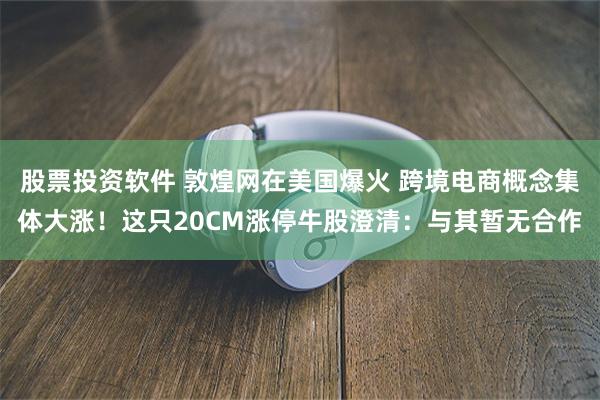 股票投资软件 敦煌网在美国爆火 跨境电商概念集体大涨！这只20CM涨停牛股澄清：与其暂无合作
