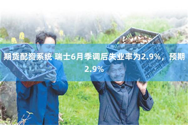 期货配资系统 瑞士6月季调后失业率为2.9%，预期2.9%