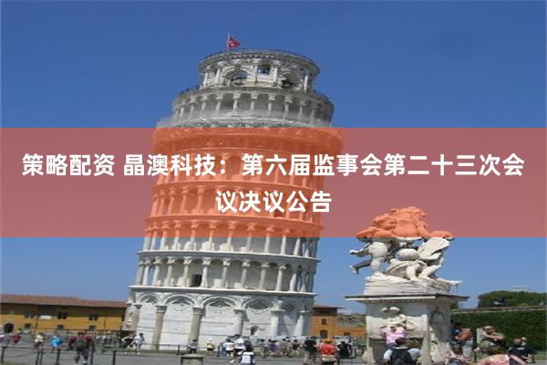 策略配资 晶澳科技：第六届监事会第二十三次会议决议公告